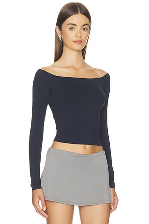 Free People X Intimately Round Two Off The Shoulder Top in Black