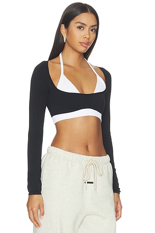 Free People x FP Movement Good Karma Ultra Crop Top in Black & White