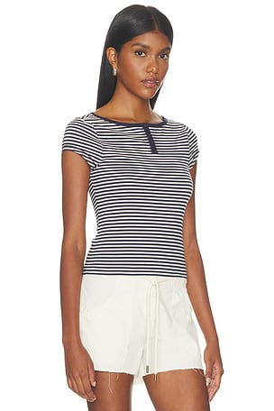 Free People X Intimately Morning Pages Henley in Navy