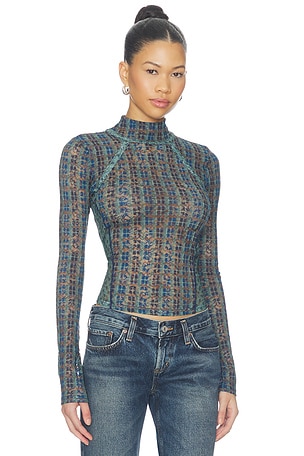 Free People Lyric Long Sleeve Top in Navy