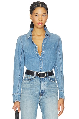 X We The Free Benny Slim Denim Top Free People