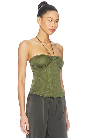 Free People Evening Out Halter Top in Green