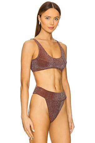 Free People x REVOLVE x free-est Lurex Farrah Crop Top in Brown,Metallic Bronze