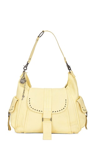 Free People Wtf Leigh Distressed Hobo Bag in Lemon