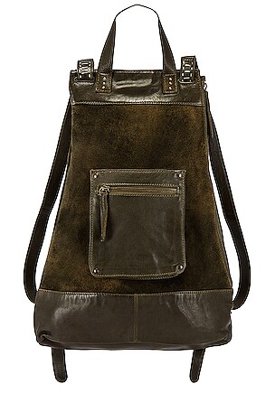 Free People x We The Free, Sage Backpack in Bitter Olive, Leather & Suede Free People x We The Free, Sage Backpack in Bitter Olive  main image 3
