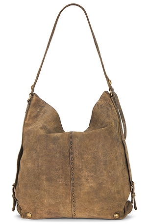 Free people bolso de hombro de cuero desgastado wtf dallas en color marrón