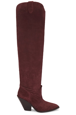 Triple Crown Over The Knee Boot In Espresso Suede Free People