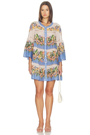 FARM Rio Mini Dress in Blue,Rose. Size XL. Also