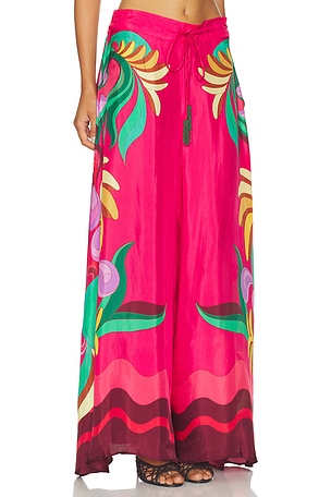 FARM Rio Engineering Print Pants in Red