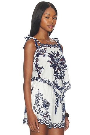 FARM Rio Garden Tiles Richilieu Top in White