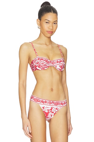 FARM Rio Cashew And Birds Underwire Bikini Top in Red