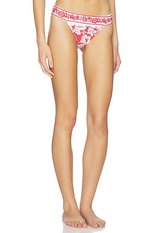 FARM Rio Cashew And Birds Low Bikini Bottom in Red
