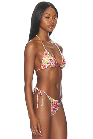 FARM Rio Banana Flowers Triangle Bikini Top in Ivory