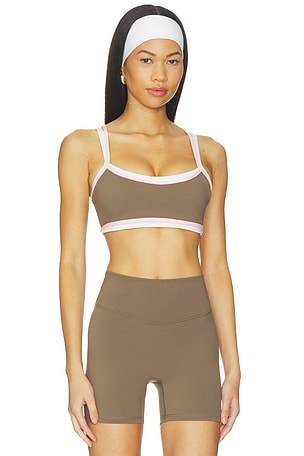 FORM Contrast Layered Sports Bra in Brown