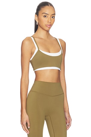 FORM Layered Sports Bra in Olive,White