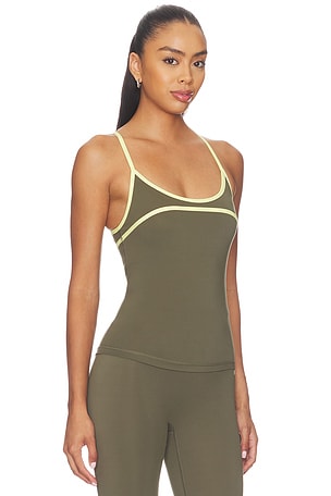 FORM Scoop Contrast Cami Top in Olive