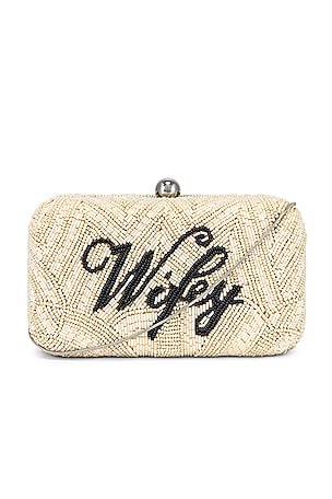 From St Xavier Wifey Medium Clutch in Black White REVOLVE