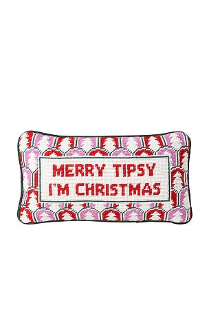 Merry Tipsy Needlepoint Pillow Furbish Studio