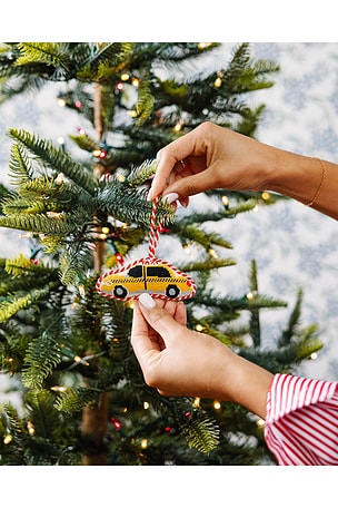 Furbish Studio Taxi Cab Needlepoint Icon Ornament in Yellow