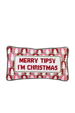 Merry Tipsy Needlepoint Pillow Furbish Studio