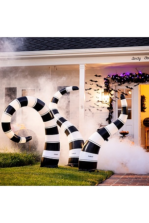 FUNBOY Set Of 3 Striped Light Up Inflatable Lawn Crawlers in Black,White