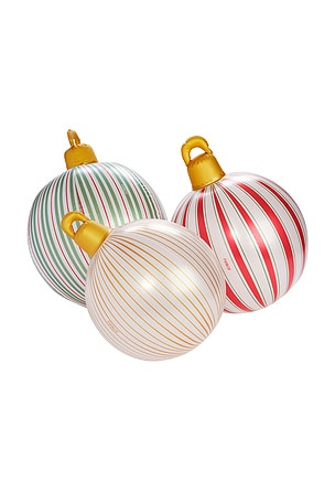 ADORNOS INFLABLES 3 PACK VINTAGE STRIPE LIGHT UP INFLATABLE ORNAMENTS FUNBOY