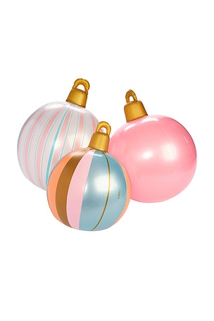 ADORNOS INFLABLES 3 PACK PINK STRIPE LIGHT UP INFLATABLE ORNAMENTS FUNBOY