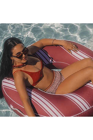 FUNBOY Premium Red Stripe Fabric Covered Tube Float in Burgundy