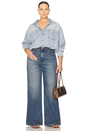 Good American Denim Shirt Jumpsuit in Blue