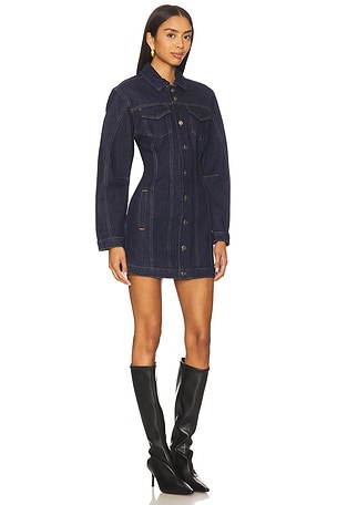 Good American Barrel Long Sleeve Mini Dress in Blue. Size XXXXL/4X. Also
