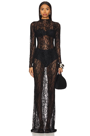 Nightcap Cut Out Wisteria Lace Gown in Black REVOLVE