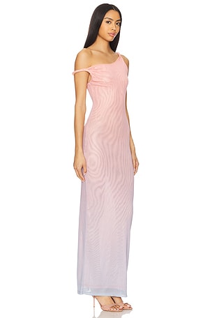 Good American Mesh Twist Maxi Dress in Blush
