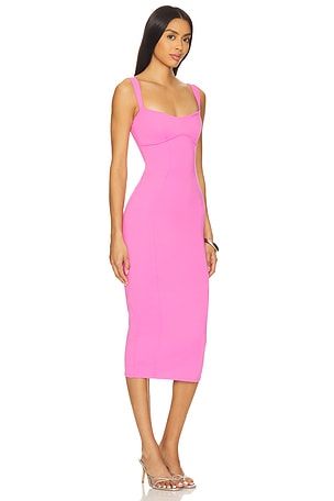 Good American Scuba Sweetheart Midi Dress in Pink