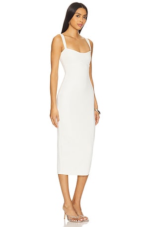 Good American Scuba Crystal Sweetheart Midi Dress in White