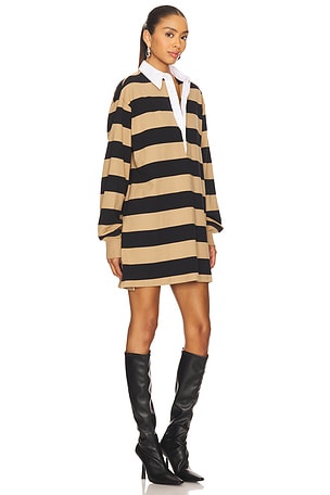 Good American Jersey Polo Mini Dress in Tan,Black