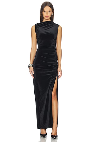 Velvet High Neck Maxi Dress Good American