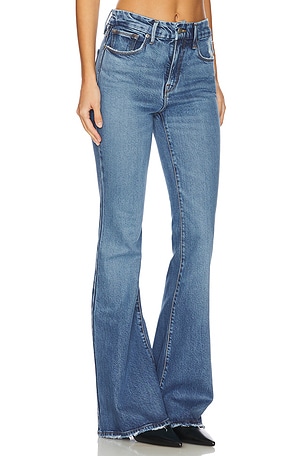 Good American Good Legs Flare in Denim-Medium