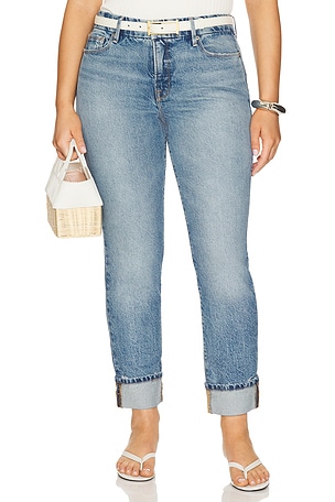 Good American Mid Rise Good Classic Cuffed in Blue