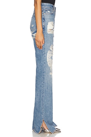 Good American Khloe Shredded Jean in Blue