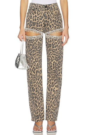 Leopard Good Icon Straight Diamond Jeans Good American