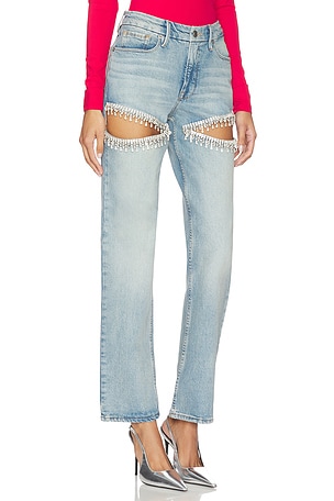 Good American Good Icon Diamond Straight Jeans in Blue. Size 8. Also