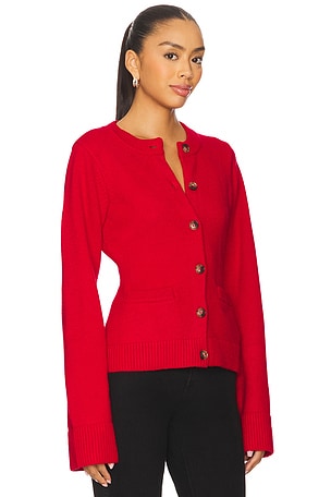 Good American Button Front Knit Cardigan in Red