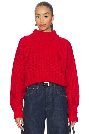 Chunky Knit Mock Neck Sweater Good American