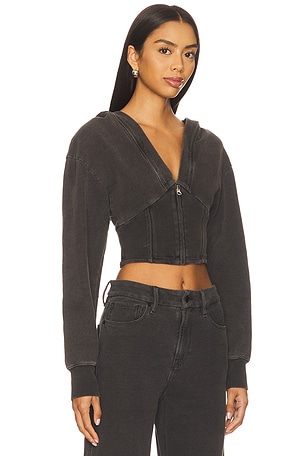 Good American Jeanius Zip Up Hoodie in Charcoal. Size XXXXL/4X. Also