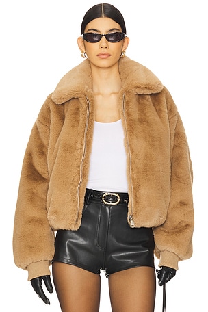 Faux Fur Collared Coat Good American