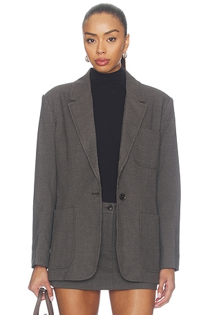 The Oversized Blazer in Charcoal Mini Houndstooth Good American
