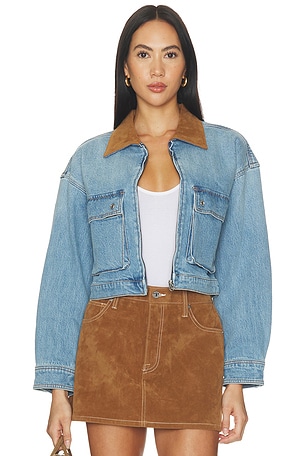 The Denim Swing Cropped Jacket Good American
