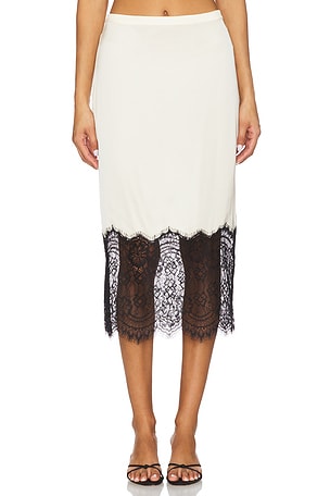Satin Lace Slip Midi Skirt Good American
