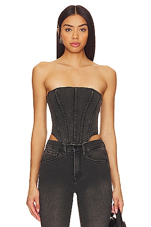 Good American Faux Leather Corset Top