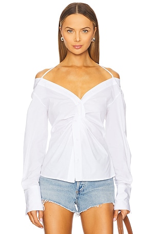 Poplin Off Shoulder Top Good American